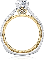 This image shows the setting with a 2.00ct oval cut center diamond. The setting can be ordered to accommodate any shape/size diamond listed in the setting details section below.