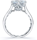 This image shows the setting with a 1.50ct princess cut center diamond. The setting can be ordered to accommodate any shape/size diamond listed in the setting details section below.