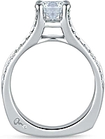 This image shows the setting with a 1.00ct round brilliant cut center diamond. The setting can be ordered to accommodate any shape/size diamond listed in the setting details section below.
