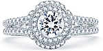 This image shows the setting with a .50ct round brilliant cut center diamond. The setting can be ordered to accomodate any shape/size diamond listed in the setting details section below.