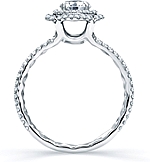 This image shows the setting with a .50ct round brilliant cut center diamond. The setting can be ordered to accomodate any shape/size diamond listed in the setting details section below.