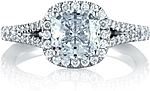 This image shows the setting with a 1.00ct cushion cut center diamond. The setting can be ordered to accommodate any shape/size diamond listed in the setting details section below.