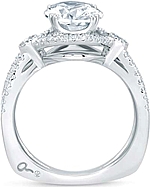 This image shows the setting with a 3.00ct oval cut center diamond. The setting can be ordered to accommodate any shape/size diamond listed in the setting details section below.

