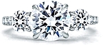 This image shows the setting with a 2.00ct round brilliant cut center diamond. The setting can be ordered to accommodate any shape/size diamond listed in the setting details section below.