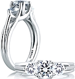 This image shows the setting with a 1.50ct round brilliant cut center diamond. The setting can be ordered to accommodate any shape/size diamond listed in the setting details section below.