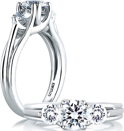 This image shows the setting with a 1.50ct round brilliant cut center diamond. The setting can be ordered to accommodate any shape/size diamond listed in the setting details section below.