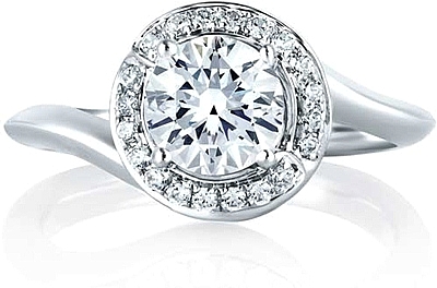 This image shows the setting with a 1.00ct round brilliant cut center diamond. The setting can be ordered to accommodate any shape/size diamond listed in the setting details section below.
