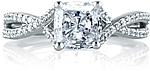 This image shows the setting with a 1.50ct cushion cut center diamond. The setting can be ordered to accommodate any shape/size diamond listed in the setting details section below.
