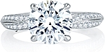 This image shows the setting with a 2.00ct round brilliant cut center diamond. The setting can be ordered to accommodate any shape/size diamond listed in the setting details section below.