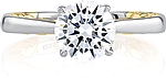 This image shows the setting with a 1.00ct round brilliant cut center diamond. The setting can be ordered to accommodate any shape/size diamond listed in the setting details section below.
