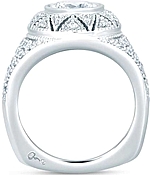 This image shows the setting with a 1.50ct round brilliant cut center diamond. The setting can be ordered to accommodate any shape/size diamond listed in the setting details section below.
