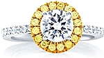 This image shows the setting with a 1.00ct round brilliant cut center diamond. The setting can be ordered to accommodate any shape/size diamond listed in the setting details section below.
