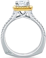 This image shows the setting with a 1.00ct round brilliant cut center diamond. The setting can be ordered to accommodate any shape/size diamond listed in the setting details section below.
