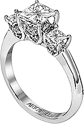 Art Carved 3 Stone Solitaire Diamond Engagement Ring