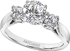 This image shows the setting with a 1.00ct round brilliant cut diamond. The setting can be ordered to accommodate any shape/size diamond listed in the setting details section below.