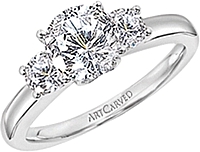 Art Carved 3 Stone Solitaire Diamond Engagement Ring