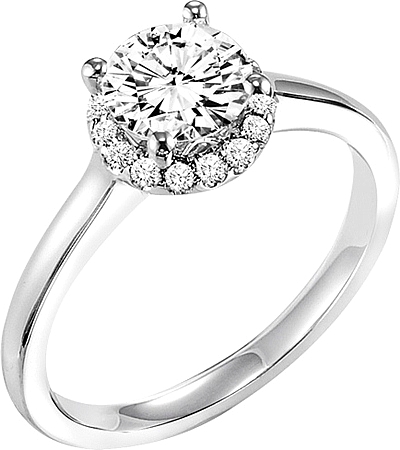 This image shows the setting with a 1.00ct round brilliant cut center diamond. The setting can be ordered to accommodate any shape/size diamond listed in the setting details section below.
