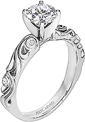 This image shows the setting with a 1.00ct round brilliant cut diamond. The setting can be ordered to accommodate any shape/size diamond listed in the setting details section below