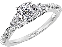 Art Carved Floral Diamond Engagement Ring .20ct tw