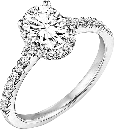This image shows the setting with a 1.00ct oval cut center diamond. The setting can be ordered to accommodate any shape/size diamond listed in the setting details section below.

