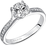 This image shows the setting with a 1.00ct round brilliant cut center diamond. The setting can be ordered to accommodate any shape/size diamond listed in the setting details section below.
