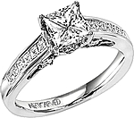 This image shows the setting with a 1.00ct round brilliant cut diamond. The setting can be ordered to accommodate any shape/size diamond listed in the setting details section below.