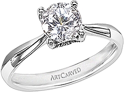 This image shows the setting with a 1.00ct round brilliant cut diamond. The setting can be ordered to accommodate any shape/size diamond listed in the setting details section below.