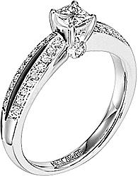 Art Carved Split Shank Pave Diamond Engagement Ring