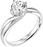 This image shows the setting with a 1.00ct round brilliant cut center diamond. The setting can be ordered to accommodate any shape/size diamond listed in the setting details section below.
