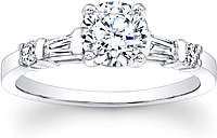 Baguette & Round Brilliant Cut Diamond Engagement Ring