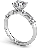 This image shows the setting with a 1.00ct round brilliant cut center diamond. The setting can be ordered to accommodate any shape/size diamond listed in the setting details section below.