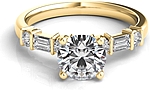 This image shows the setting with a 1.00ct round brilliant cut center diamond. The setting can be ordered to accommodate any shape/size diamond listed in the setting details section below.