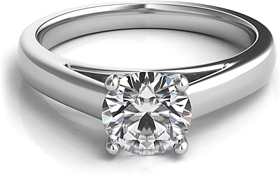 This image shows the setting with a 1.00ct round brilliant cut center diamond. The setting can be ordered to accommodate any shape/size diamond listed in the setting details section below.
