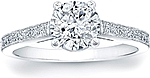 This image shows the setting with a 1.00ct round brilliant cut center diamond. The setting can be ordered to accommodate any shape/size diamond listed in the setting details section below. 