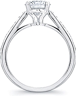 This image shows the setting with a 1.00ct round brilliant cut center diamond. The setting can be ordered to accommodate any shape/size diamond listed in the setting details section below. 