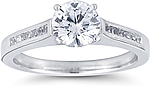 This image shows the setting with a 1.00ct round brilliant cut center diamond. The setting can be ordered to accommodate any shape/size diamond listed in the setting details section below.