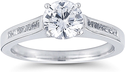 7/8 Ct. Tw. Princess-Cut Diamond Engagement Ring with Channel-Set Band | 14K White Gold | Size 8 | Signature Collection