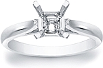 This image shows the setting with a basket made to hold a 1.00ct princess cut center diamond. The setting can be ordered to accommodate any shape/size diamond listed in the setting details section below.