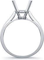 This image shows the setting with a basket made to hold a 1.50ct round brilliant cut center diamond. The setting can be ordered to accommodate any shape/size diamond listed in the setting details section below.