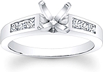 This image shows the setting with a head made to hold a 1.00ct round brilliant cut center diamond. The setting can be ordered to accommodate any shape/size diamond listed in the setting details section below.
