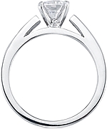 This image shows the setting with a 1.00ct round brilliant cut center diamond. The setting can be ordered to accommodate any shape/size diamond listed in the setting details section below.