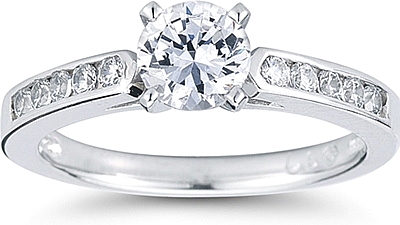 14K White Gold Scalloped Cathedral Halo Diamond Engagement Ring