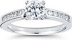 This image shows the setting with a 1.00ct round brilliant cut center diamond. The setting can be ordered to accommodate any shape/size diamond listed in the setting details section below.