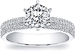 This image shows the setting with a 1.00ct round brilliant cut center diamond. The setting can be ordered to accommodate any shape/size diamond listed in the setting details section below.