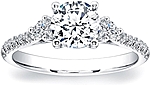 This image shows the setting with a 1.00ct round brilliant cut center diamond. The setting can be ordered to accommodate any shape/size diamond listed in the setting details section below.
