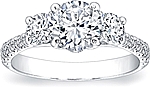 This image shows the setting with a 1.00ct round brilliant cut center diamond. The setting can be ordered to accommodate any shape/size diamond listed in the setting details section below.

