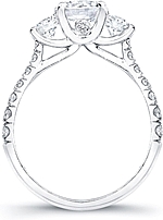 This image shows the setting with a 1.00ct round brilliant cut center diamond. The setting can be ordered to accommodate any shape/size diamond listed in the setting details section below.
