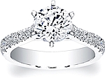 This image shows the setting with a 1.50ct round brilliant cut center diamond. The setting can be ordered to accommodate any shape/size diamond listed in the setting details section below.
