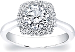 This image shows the setting with a 1.00ct round brilliant cut center diamond. The setting can be ordered to accommodate any shape/size diamond listed in the setting details section below.