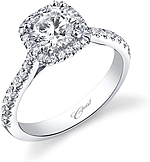 This image shows the setting made to fit a 1.00ct round brilliant cut center diamond. The setting can be ordered to accommodate any shape/size diamond listed in the setting details section below.